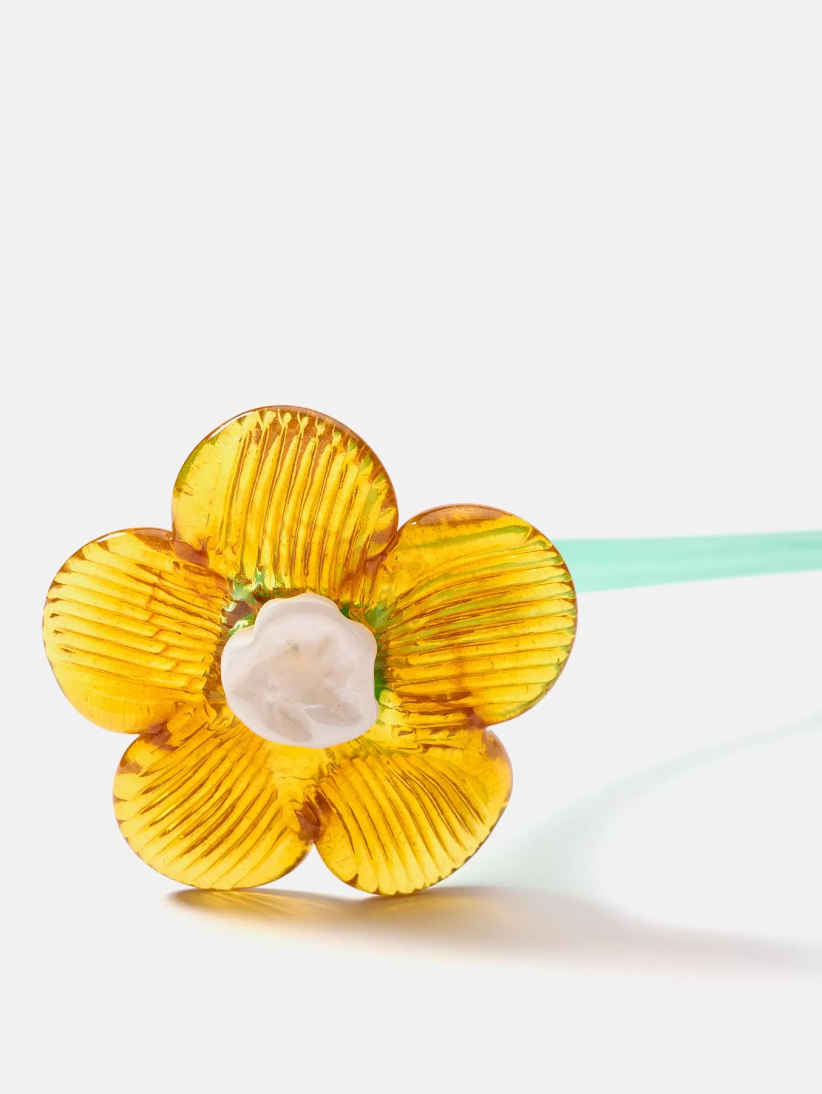 HOFF MOUTHBLOWN CRYSTAL FLOWER MUSTARD> Deco | Deco