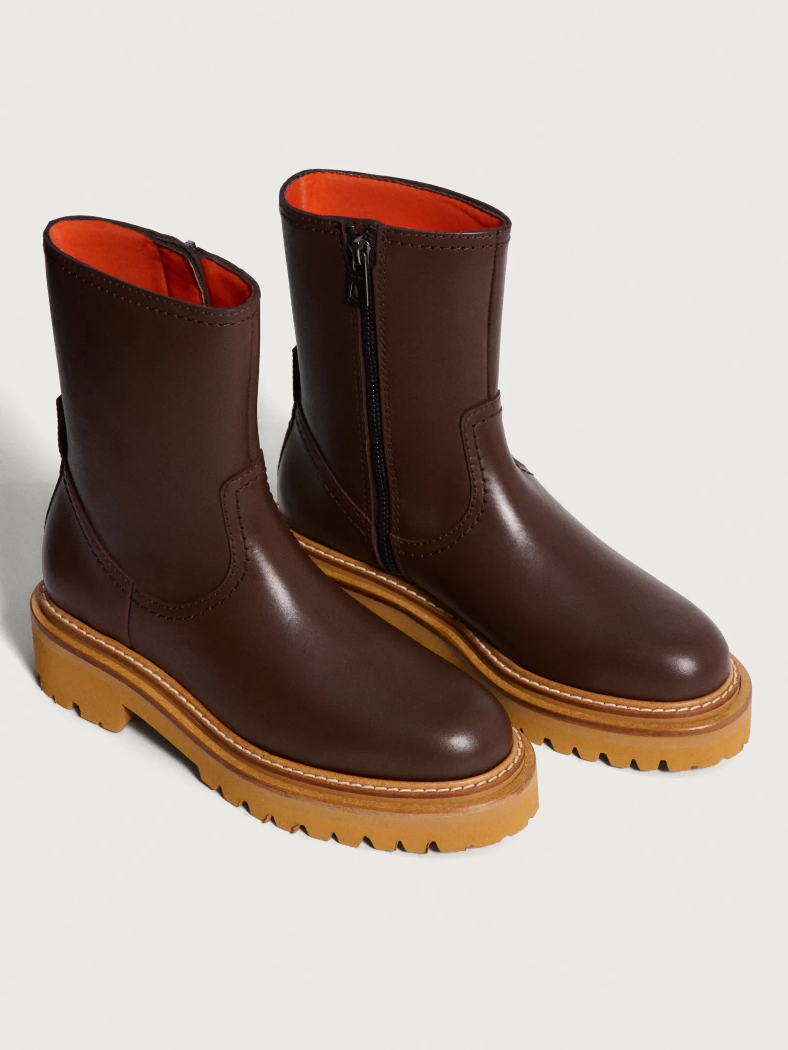 HOFF OFFICE BROWN LEATHER BOOT> Boots and ankle boots